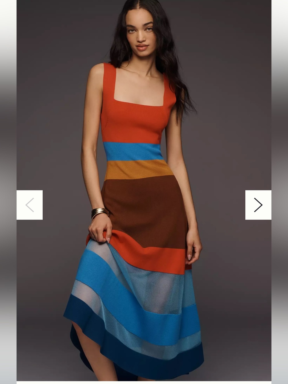 Maeve Anthropologie Sleeveless Blocked Knit Midi Dress